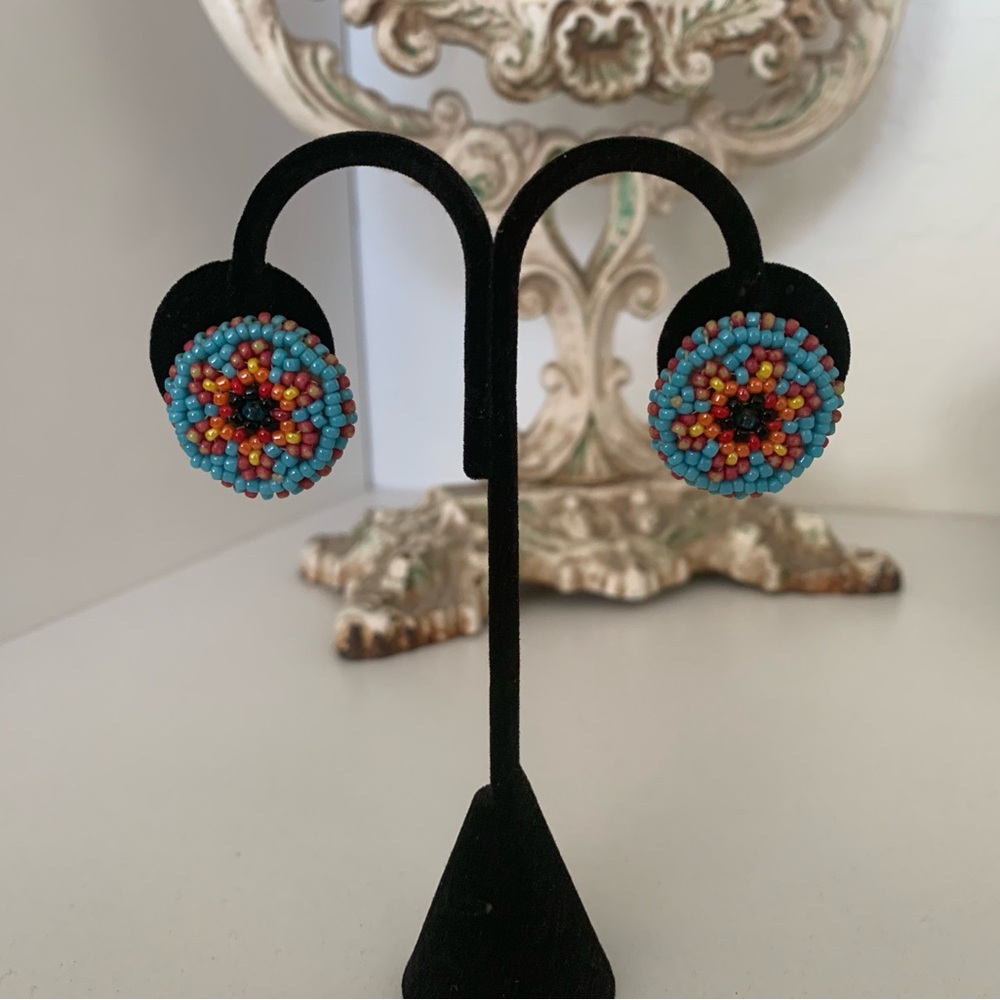 Cute Round Navajo Beaded Earrings